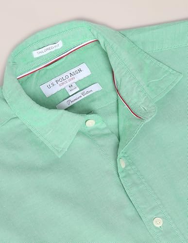 Image of U.S. Polo ASSN. Men's Solid Spread Collar Premium Cotton Oxford Tailored Fit Shirt