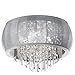Dainolite Lighting MYA-26FH-PC-923 8-Light Crystal Flush Mount Fixture with Silver Lycra Shade