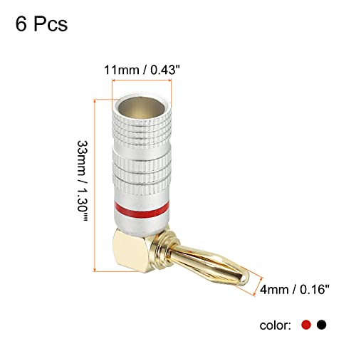 PATIKIL Banana Plugs 90 Degree Speaker Banana Plugs Closed Screw Type 4mm Gold-Plated Copper Red Black for Speaker Wires Sound Systems - Image 2