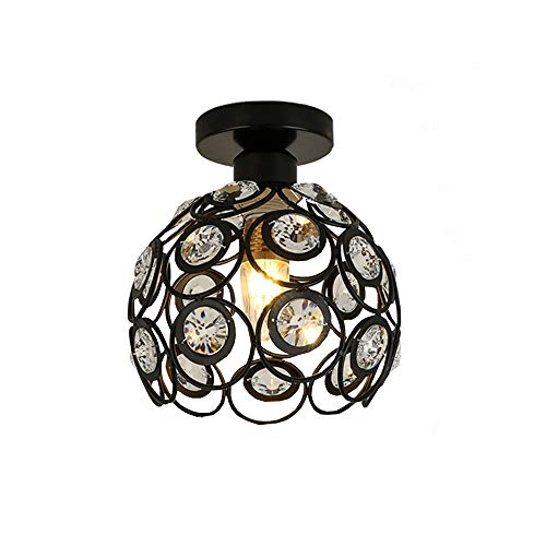 Kugel-Lüster Kristall Metall Deckenleuchte , LED Deckenlampe lampenschirm,Ø20 CM Modern Hängeleuchte Für Wohnzimmer, Schlafzimmer, Korridor ,Schwarz Cover