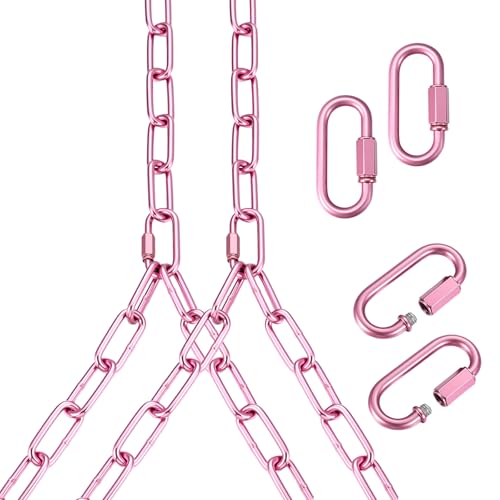 Otoolling Heavy Duty Porch Swing Hanging Chain Kit (2 Pack) 1500 Lbs Capacity Up to 7.1ft Length- Rustproof Zinc-Plated 4 Quick Links & 2 Y-Chain Assemblies Indoor/Outdoor Hanging Hardware(Pink)