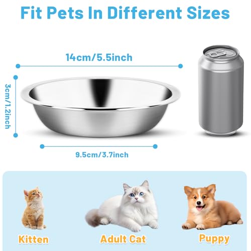 elzle Katzennäpfe, 3 Stück Fressnäpfe für Katzen Edelstahl, Spülmaschinenfest 5,5 Zoll Futternapf Katze, Ersatz für kleine Katzen und Hunde