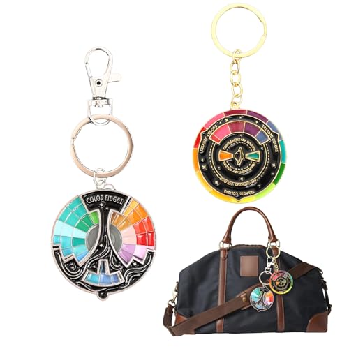 Mzario Color Wheel Keychain 2PCS Color Spinning Wheel Backpack Fashion Unique Accessories for Adults Teenagers Artists Creative Gift