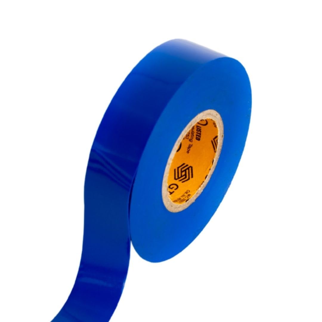 GTSE Nastro elettrico blu, 10 rotoli, impermeabile, in vinile di grado industriale, 1,9 cm x 1,9 m, nastro elettrico autoadesivo in PVC per isolamento dei fili, 7 mil, 600 V - UL/CSA