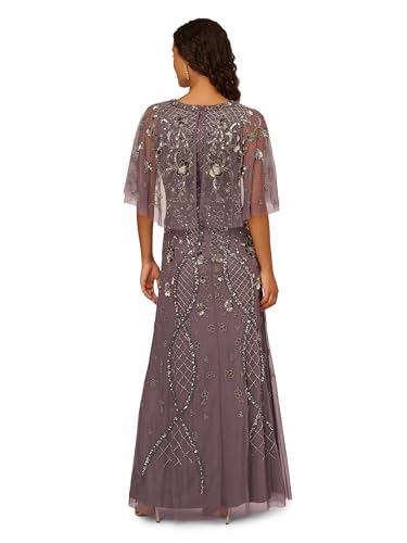 Image of Adrianna Papell Women's Beaded Cape Sleeve Long Dress