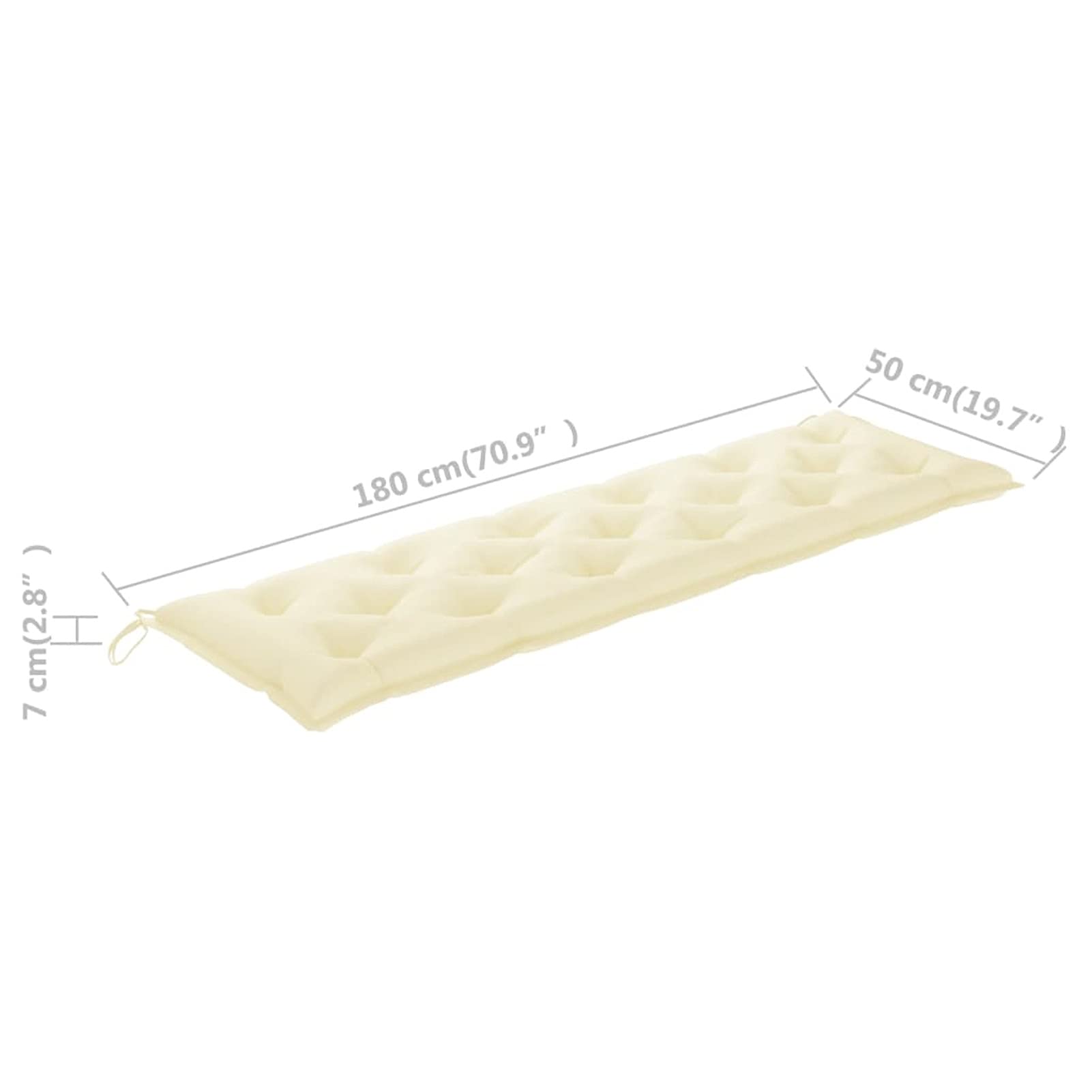 Tidyard Cojín para Banco de Jardín Cojín para Asiento Cojín para Balancín Cojín Exterior e Interior Tela Blanco Crema 180x50x7 cm