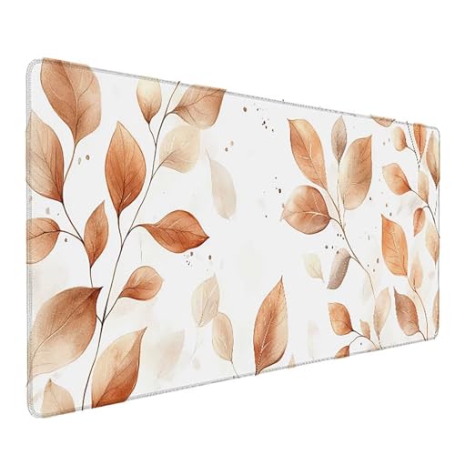 Tapis souris XXL imperméable et antidérapant 80x30cm motif feuilles brun
