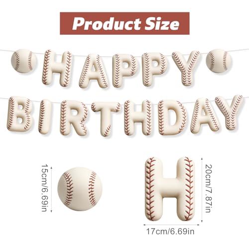 Image of Sport Birthday Banner, 3D Sport Theme Happy Birthday Banner (Baseball) | Decoration Funny Ball Themed Party Supplies Suitable for Kids Teenagers Adults