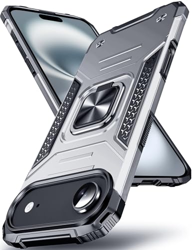 Coque iPhone 17 Air militaire anti-choc DASFOND avec anneau support aimant voiture argent