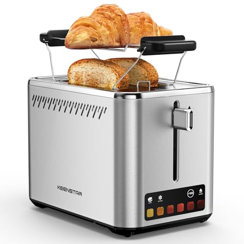 Image of KEENSTAR Touch Screen 2-Slice Toaster with 6 Browning Levels, Bagel, Defrost & Timer, Wide 1.5 inch Slots, Removable Crumb Tray, 900W Stainless Steel Smart Toaster for Bagels, Breads & Waffles
