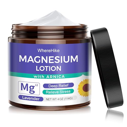 Wherehike Magnesium Lotion with Arnica - Magnesium Cream for Sleep & Pain, Muscle Relaxation, Deeply Soothing Formula for Daily Hydration - Lavender