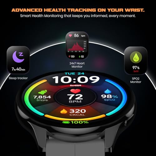 Image of GameSir Evo Vista Smartwatch, 1.39 inch HD Round Display, Bluetooth Calling, Heart Rate & SPO₂, 100+ Sports Modes, IP67, Long Battery Life for Men & Women (Magnatic Dark Grey)