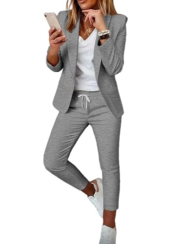 CHICME Womens Suits 2 Piece Set Notched Collar Blazer and