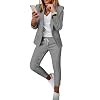 CHICME Womens Suits 2 Piece Set Notched Collar Blazer and Drawstring Pants Suits Set Casual Business Outfits