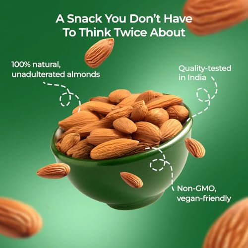 Image of Khetika Premium California Almonds | 200g | Dry Fruits, Almond, Badam, Badam Giri, Rich in Fiber, Boost Immunity, Healthy Nutritious Snacks, Whole Crunchy Almonds