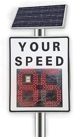 High Brightness Solar Radar Speed Limit Sign - 23.6"x34.4" LED Display, Reflective Traffic Feedback Board for Vehicle Speed Awareness & Road Safety - Eco-Friendly Yellow