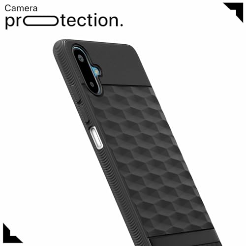 Image of Pikkme Back Cover for Samsung Galaxy F06 5G / Samsung Galaxy M06 5G Camera Protection 3D Hexa Cube Design Silicone Protective Bumper Case (Black)