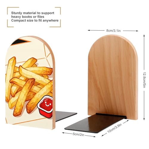 Sujetalibros de taco pizza de madera con base resistente para libros pesados 3