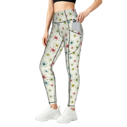 Pantalones de yoga EdsfFehs Atomic Stars retro con bolsillos para mujer