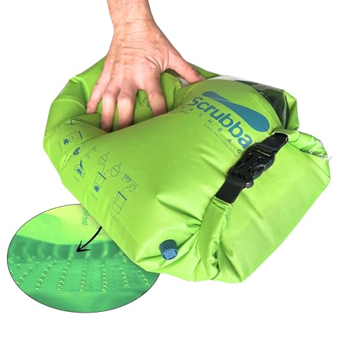 Scrubba Wash Bag - Patented Washboard-in-a-Bag™ Portable Manual Washing Machine for Travel, Camping, Backpacking & Cruise - Pack Light, Wash Clothes Anywhere in Minutes (5.3 oz)