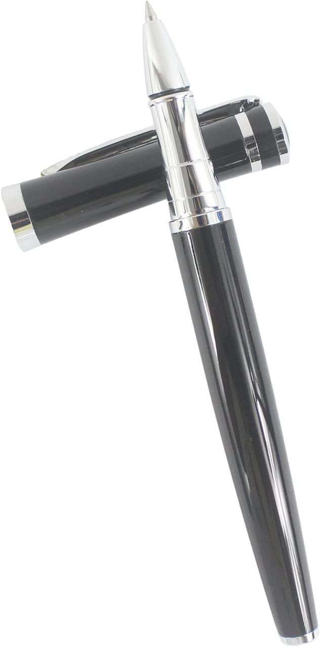 Stifte, Gelschreiber, Kugelschreiber, Metall-Tintenroller, silberner Clip, Stahl (Farbe: Schwarz)
