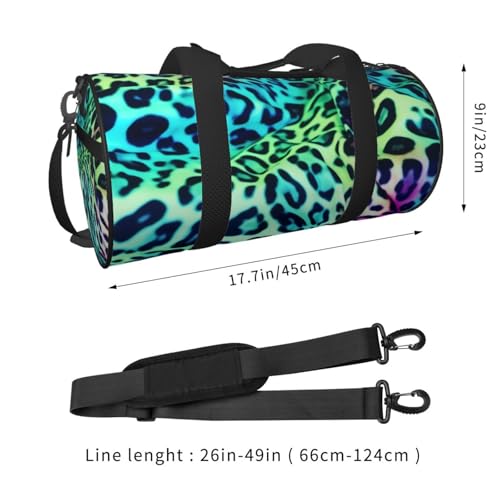Travel Duffel Bag Sports Gym Bag With Shoes Compartment,Lightweight Overnight Weekender Bag Green Leopard Yoga Gym Sports Bag For Men Women3