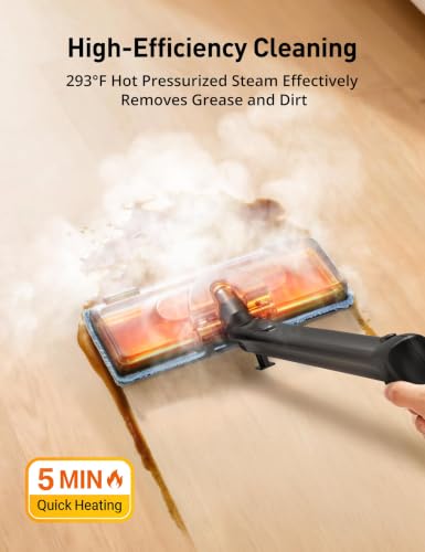 Image of Steam Cleaner with 21 Accessories, 5 Minutes Fast Heating, Multipurpose Portable Canister Steamer for Floors, Carpet, Cars, Tiles, Grout Cleaning, Chemical-free, 1.5L Capacity