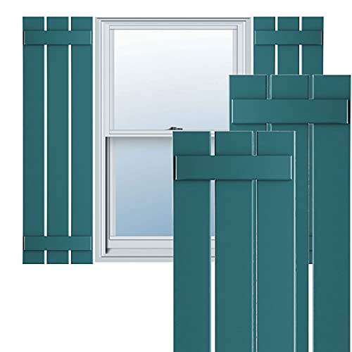 17 1/8"W x 50"H True Fit PVC, Three Board Spaced Board-n-Batten Shutters, Antigua (Per Pair - Hardware Not Included)