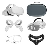2021 Oculus Quest 2 All-In-One VR Headset 128GB, Touch Controllers, 1832x1920 up to 90 Hz Refresh Rate LCD, 3D Audio, Mytrix Head Strap, Carrying Case, Earphone, Silicone Face Cover