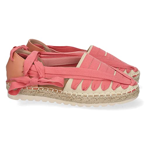 shoes&blues.es 62959-Sandalia Plana para Mujer, Forrada de Yute, con Pala Cerrada, y Cierre de Cordones Cruzados, Primavera Verano 2022. Talla 38 Naranja Cover