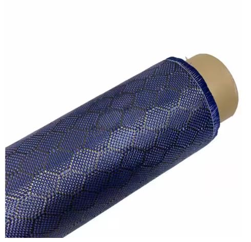 3K 240g Football Pattern Carbon Fiber Fabric, Honeycomb Jacquard Hexagonal Carbon Fiber Cloth for Car Exterior Decoration (Blue, 1m x 1m)