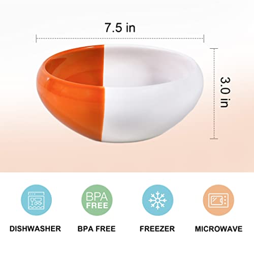 Ursword Salad Bowl, 7.5 Inch Large Serving Bowls, 2 Packs Ceramic Salad Bowl Set, Fruit Bowl Soup Bowl Pasta Bowl For Breakfast, Lunch And Dinner, White-Orange #TOP1