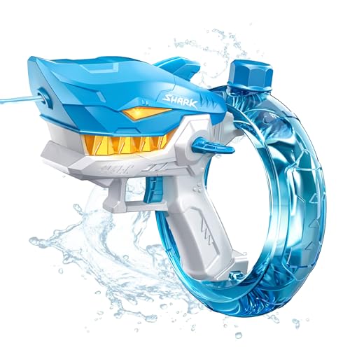 Image of Toyshine Shark Shape Automatic Electric Water Gun Toy | Continuous Spray Rechargeable Water Squirt Gun with Leak-Proof Tank | Summer & Holi Festival & Outdoor Water Play for 4+ Kids - Blue