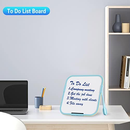 BlueSwan Double Sided Magnetic Whiteboard, Dry Erase Drawing Board with Pen and Stands, for Kids School, Home and Office, 26.3 x 26.3 cm - Blue