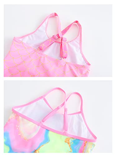 Image of Girls One Piece Bathing Suit Mermaid Printed Beach Swimwear