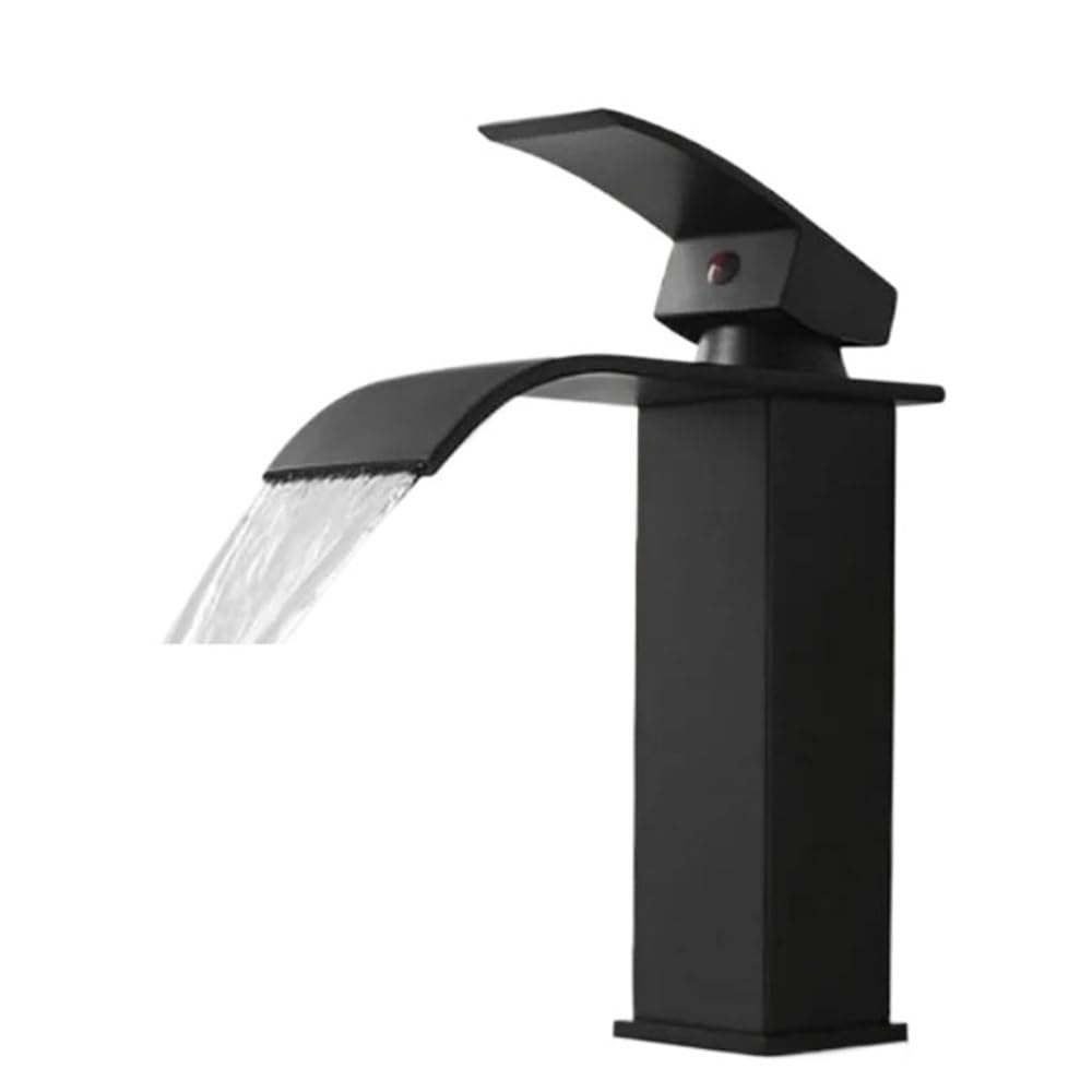 Robinet de salle de bain effet cascade noir pour vasque moderne