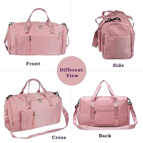 Image of Storite Nylon 52 Cm Travel Bag for Woman with Dry and Wet Separate Pocket, Duffle Bags for Travelling Waterproof Backpack Carry Luggage Bag with Shoe Compartment (Pink, 52 x 23 x 25 cm)