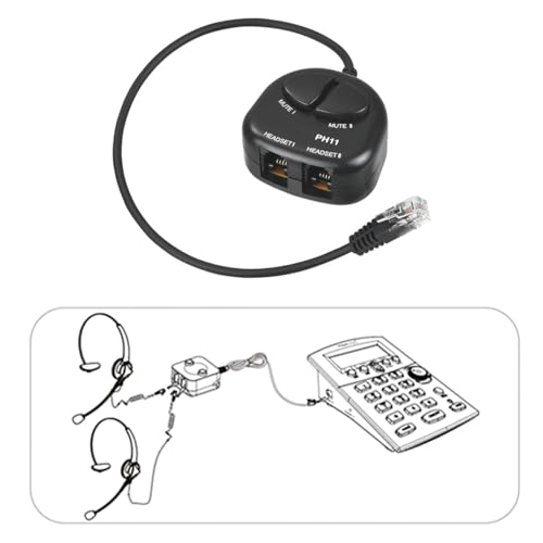 Hoite Telefon-Trainingsadapter, Headset-Splitter mit 2 Stummschalttasten, RJ9-Kabel für Callcenter-Telefonleitung, Jack-Y-Splitter