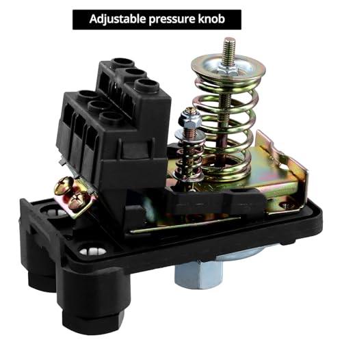 QWORK® Druckschalter 230V 1-phasig, 1/4 Druckschalter Wasserpumpe, für Gärten, Wasserpflanzen