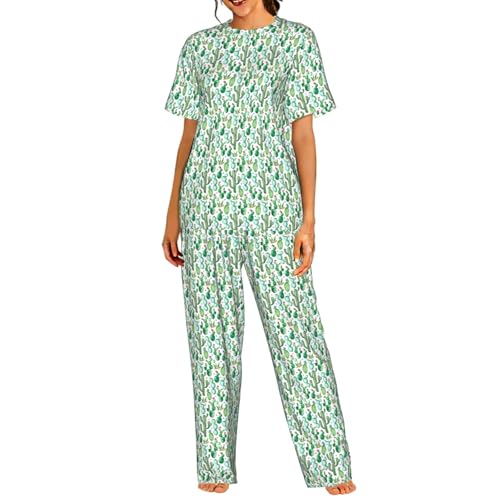 Pyjama court femme imprimé cactus pour transformer vos nuits en une bulle de douceur fleurie