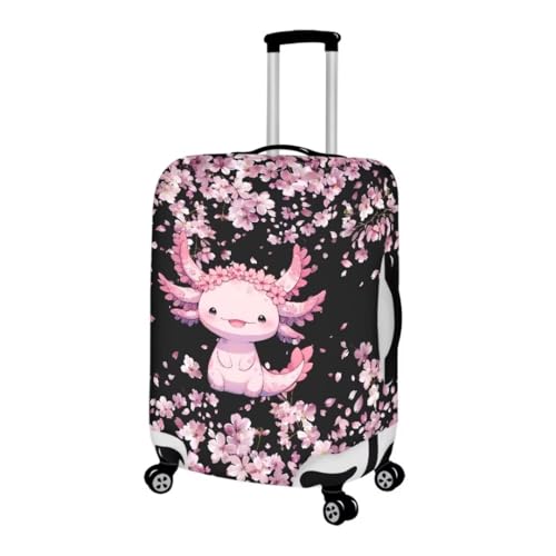 Image of Mumeson Axolotl Print Luggage Covers, Protective Elastic Suitcase Protectors Lightweight Zipper Closure Luggage Cover Fit 18 19 20 21 Inches