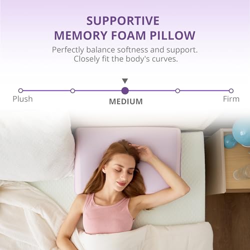 Image of Cooling Gel Memory Foam Pillow for Hot /Side Sleepers, Neck Support, Purple | Ergonomic Pressure Relief, Fits Back & Stomach Sleepers, Reversible Removable Machine Washable Cover, Night Sweats Relief