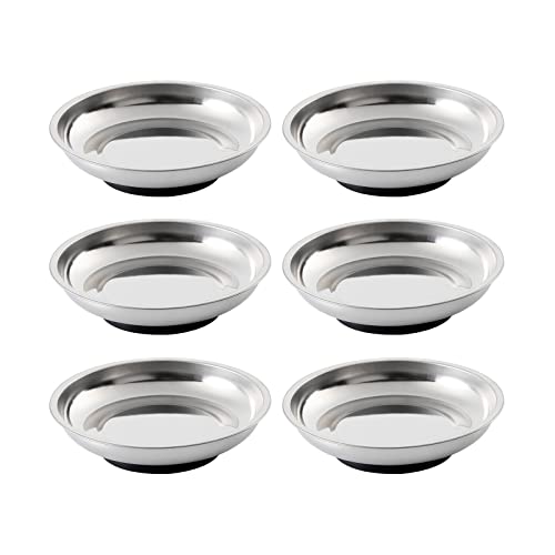 Rechabite 6 Pieces 4.2&rdquo; Round Magnetic Bowl Trays Set Stainless Steel Magnet Tool Tray Parts...
