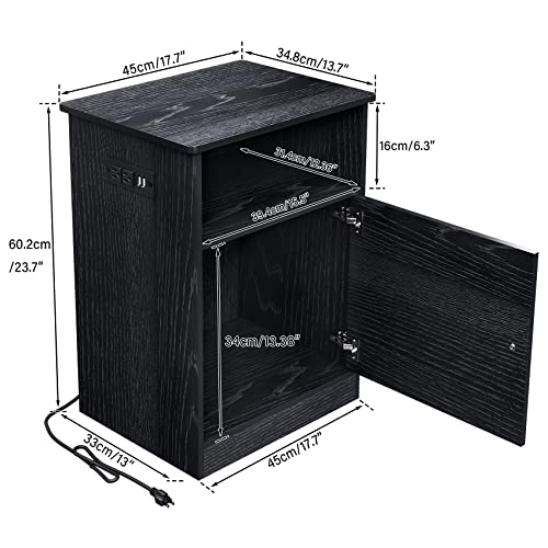 Tc-Homeny Narrow End Table With Charging Station, Side Table With Wheels, Flip Top, Shelf And Usb Ports Nightstand For Living Room, Bedroom #TOP2