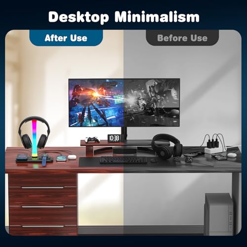 Padwa Lifestyle Gaming Headset Stand, Headset Stand with 7 Lighting Effect Modes, Headset Holder with 1 USB Port and 2 Type C Ports, Headphones Holder with Wireless Charging Padwa Lifestyle Gaming Headset Stand, Headset Stand with 7 Lighting Effect Modes, Headset Holder with 1 USB Port and 2 Type C Ports, Headphones Holder with Wireless Charging