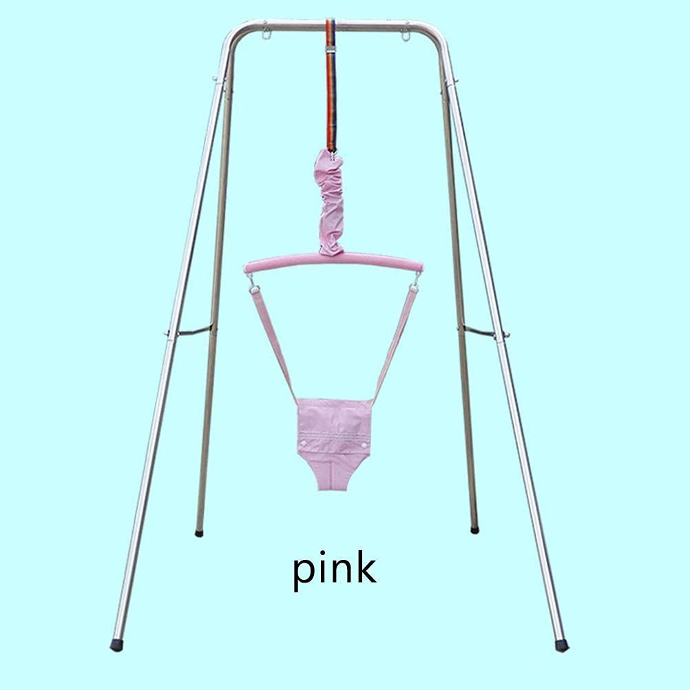 Springstuhl, Stoffhöhe, Indoor-Trainingsgerät für Babys von 6 bis 24 Monaten, Rosa, Blau, geeignet zum Aufhängen, 1,8 m Höhe, Rosa