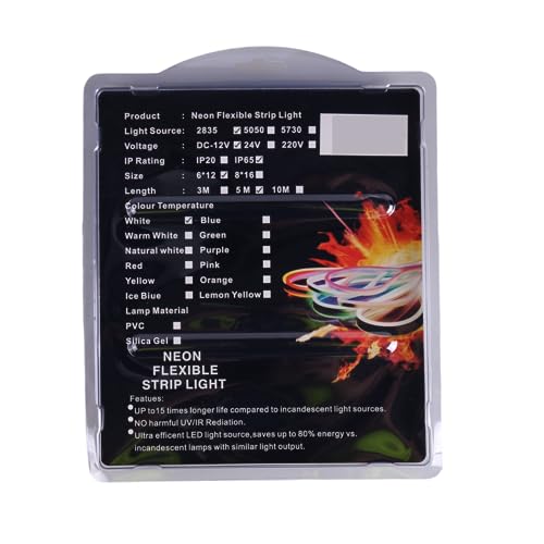 JANDEI, Flexible Neon Led Light Strip 12V, 5M 6x12mm 120 LEDs/Meters. Cut Every 2.5cm. Indoor and Outdoor Decoration - Image 4