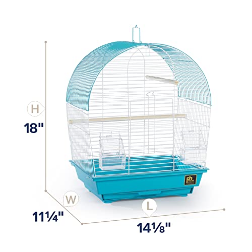 Image of Prevue Pet Products South Beach Dome Top Bird Cage - Ideal for Parakeets, Finches, Budgies, & Canaries, Small & Portable Indoor Bird Cage, Functional Permanent or Travel Bird Cage - White & Teal