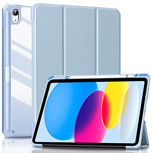 Image of CoBak Case for New iPad 10th Generation 10.9 Inch 2022 - Shockproof Cover with Clear Transparent Back Shell with Pencil Holder, Auto Sleep /Wake Cover