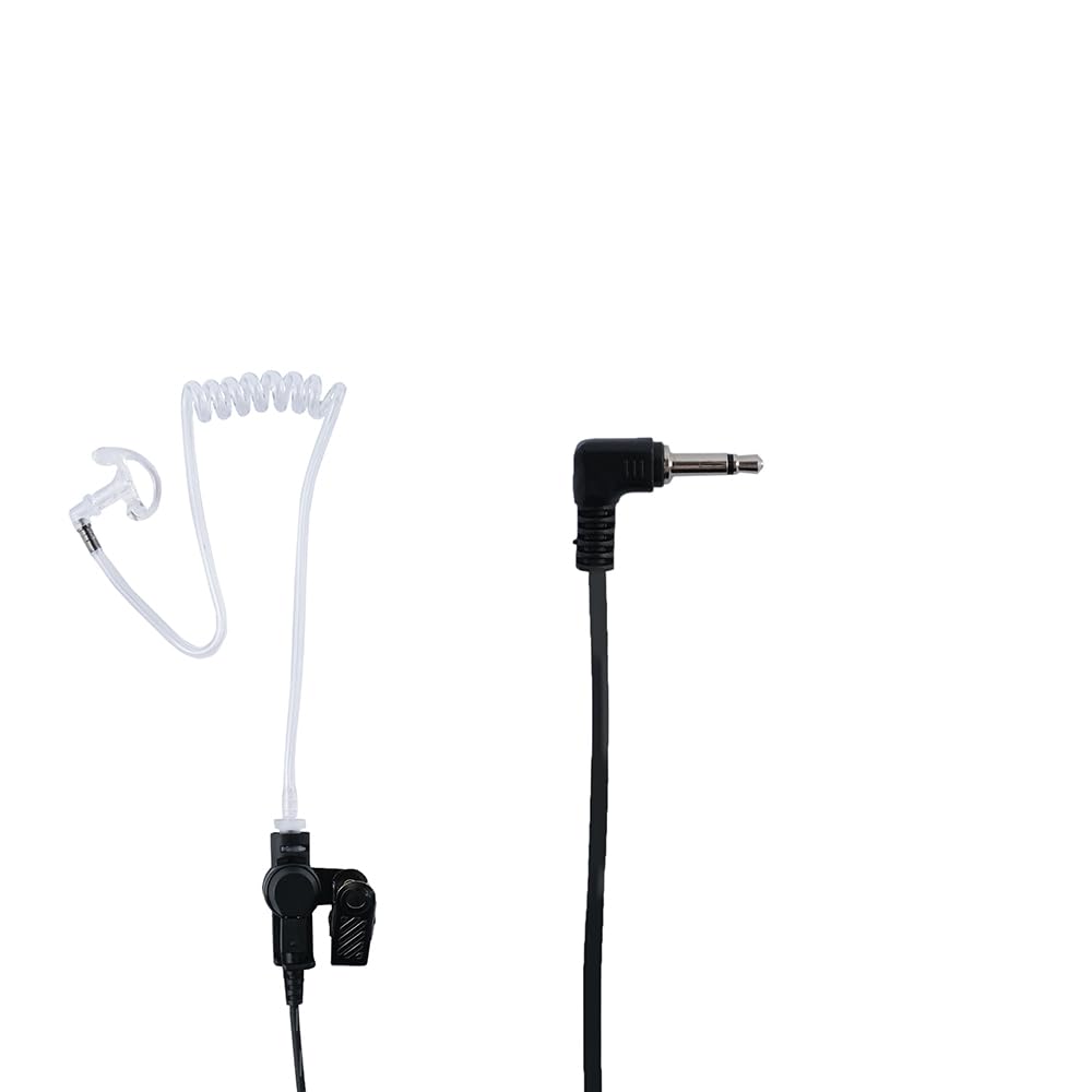 Auricular de 3,5 mm para radio, cable en espiral con cable con tubo acústico A3 y auriculares de repuesto transparentes medianos, compatible con Motorola Kenwood ICOM (negro, paquete de 4)